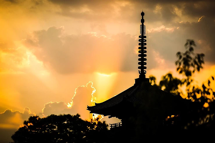 ドラマチックな夕暮れに遭遇