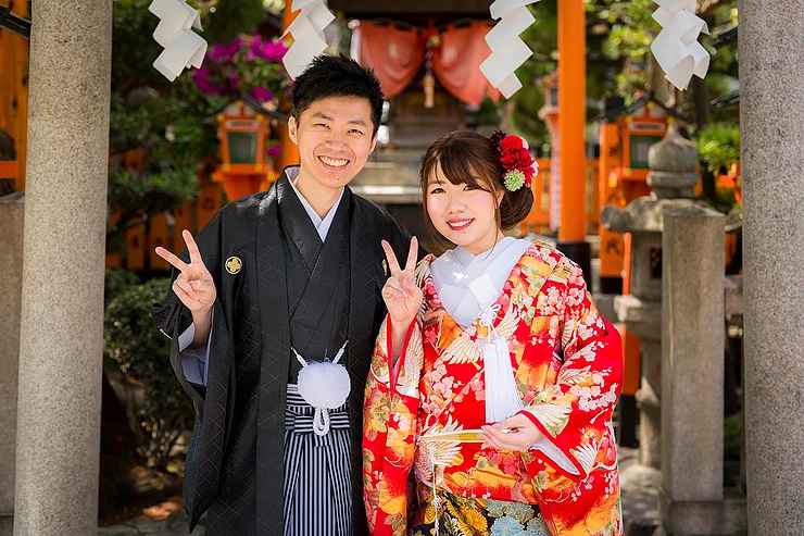 京都、祇園で婚礼前撮り