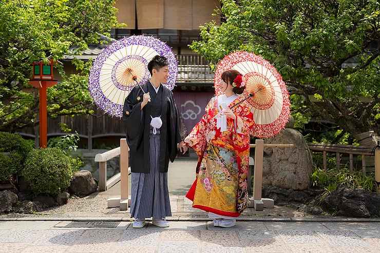 京都、祇園で婚礼前撮り